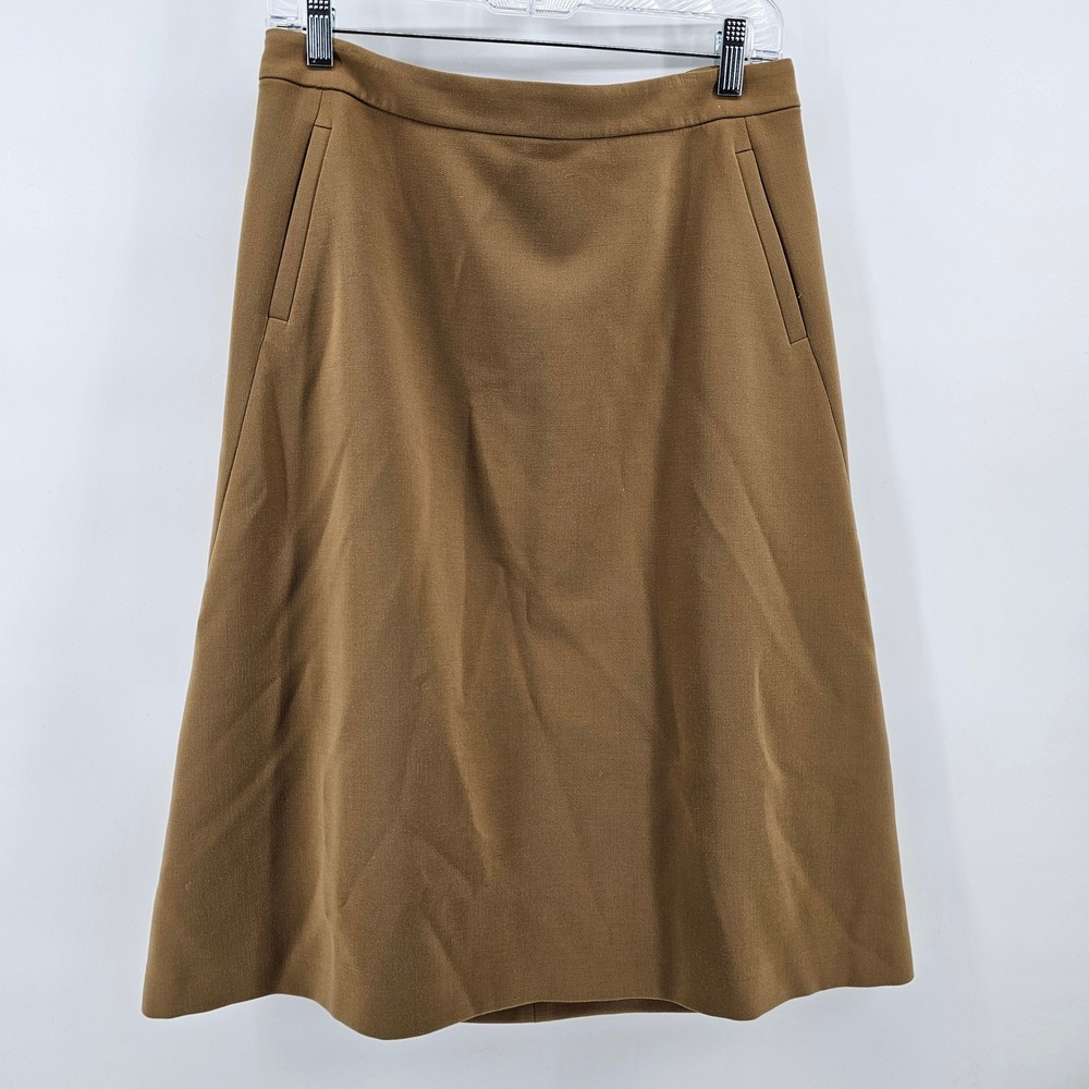 Boden A-Line Skirt Women 8R Tan Pockets Back Zip WG620